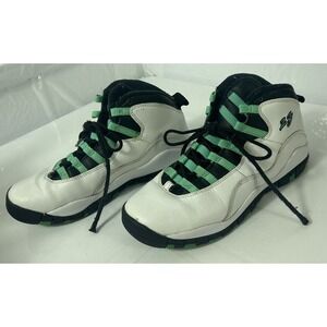 Nike Air Jordan 10 Retro 30th White Verde Turquoise GS 705180 118 Boys Size 6.5Y